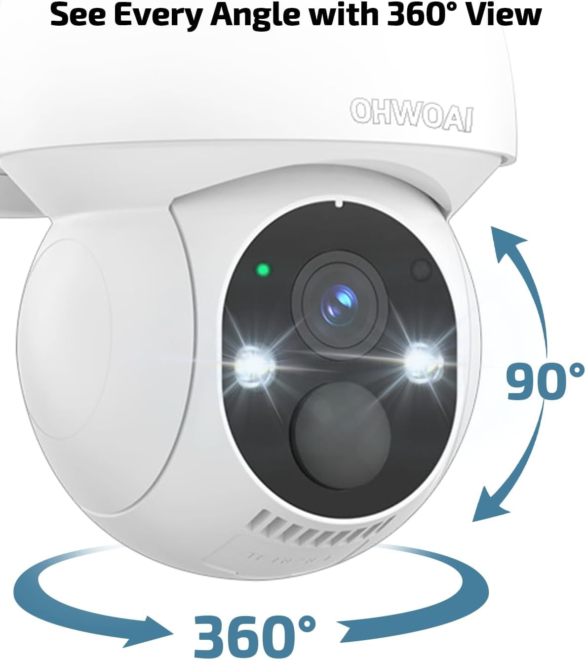 OHWOAI 4MP Solar PTZ Security Camera System, 4 Cameras with 10CH NVR, 360° View, Color Night Vision