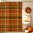 thumbnail image 3 of Plaid Fall Shower Curtain, Waterproof Shower Curtains for Bathroom, Thanksgiving Orange Brown Autumn Farmhouse Harvest Washable Fabric Bathtub Curtain Set Bath Decor with 12 Hooks Standard 72"x72", 3 of 8