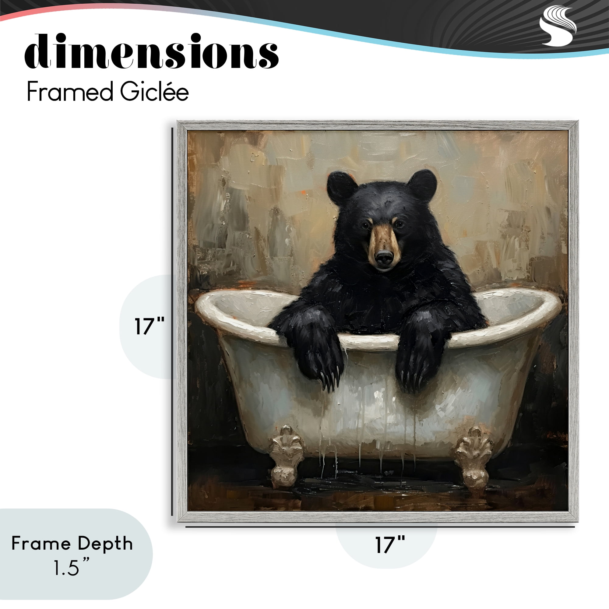 Stupell Industries Black Bear Bath Time Gray Framed Giclee Art, design by Tina LeCour