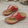 thumbnail image 2 of LOVZFMLL Women's Wedge Sandals 2025 Summer Fashion Metal Beach Vacation Slippers Comfort Casual Outdoor Walking Slides Sandals Red 6, 2 of 9