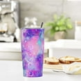 thumbnail image 5 of 20oz Tumbler With Lid And Straw, Galaxy Moon Stars Vacuum Insulated Iced Coffee Mug Reusable Travel Cup Stainless Steel Water Bottle, 5 of 6