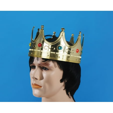 Star Power Royalty Jeweled King Costume Plastic Crown, Gold, 25 In