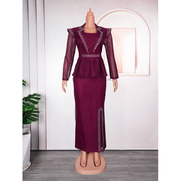 Fashion Evening Dresses for Women 2024 Sexy Fishtail Maxi Dress Dinner Party Dress African beading Clothing