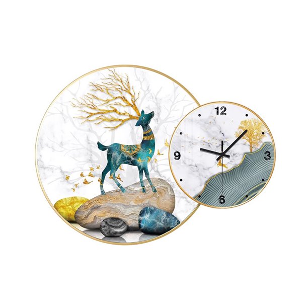 Juego de reloj de pared con pintura de pared de cerámica, relojes colgantes de arte de pared, decoración moderna de lujo de alta gama for sala de estar, dormitorio, hoteles, restaurantes