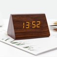 thumbnail image 3 of (Negro) Reloj despertador digital de madera con brillo ajustable, control de voz, reloj LED rectangular con pantalla de hora y temperatura, decoración del hogar, 3 of 4