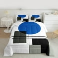 thumbnail image 2 of Manfei Geometric Stripes Bedding Comforter Set,Minimalist Geometric Aesthetic Twin Comforter Sets,Blue White Black Bedding Set,Breathable Home Decor,2-Piece, 2 of 8