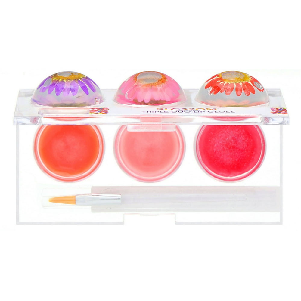 Blossom Triple Duo Lip Gloss Luscious Kiss Collection 6 Flower Lip Pots