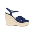 thumbnail image 3 of BLISSFUL STEP Women's Crisscross Fringe Strap Platform Espadrilles Wedge Heel Sandals Blue 6.5, 3 of 7