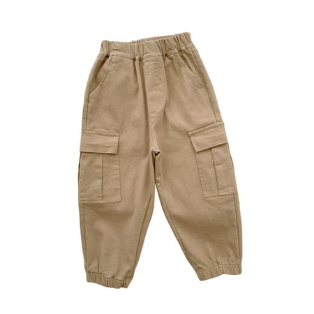 

Sngxgn Girls School Uniform Jogger Pants Elastic Waistband with Drawstring Closure Stretch Performance FabricPants Khaki 4-5 Years