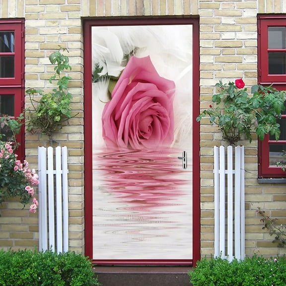 Flower Door Sticker D Wallpaper Adhesive tic Rose Custom Wall r Poster Art Mural Fridge Door Cover W
