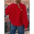 thumbnail image 6 of Women'S Casual Long Sleeve Crewneck Button Down Cardigan Sweater Knit Outwear Bright Red S, 6 of 7