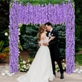 thumbnail image 4 of Artificial Wisteria Hanging Flowers,Fake Wisteria Flower Vines Garland for Garden and Wall Decoration,3.6 Feet Wisteria Vines Garland for Home and Wedding Party Decorations,12 Pcs,Purple, 4 of 9