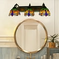 thumbnail image 5 of 3-Head Tiffany Style Wall Light E27 Dragonfly Stained Glass Sconce for Home Garden Entryway, 5 of 10