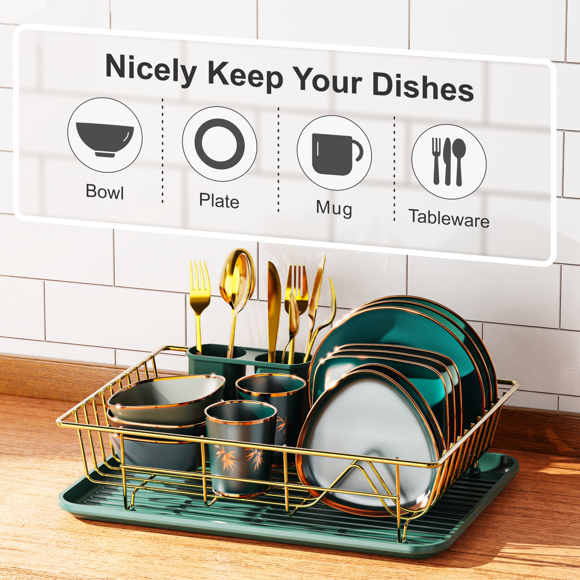 Kitchen utensil and dish drainer stand and drainer black - DVINA