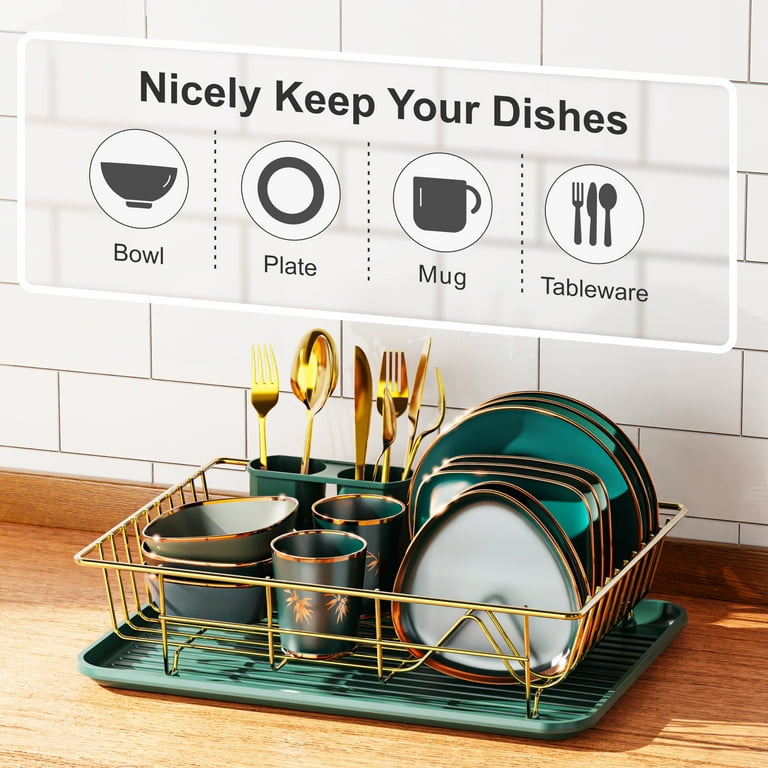 Plate Drainer Rack Cup Holder Organizer Dish Drying Rack with