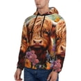 thumbnail image 3 of Lsque Countryside Colorful Floral Cow Pattern Casual Men's Hoodie,Hooded Sweatshirt with Kangaroo Pocket,Pullover Hoodie-X-Large, 3 of 7
