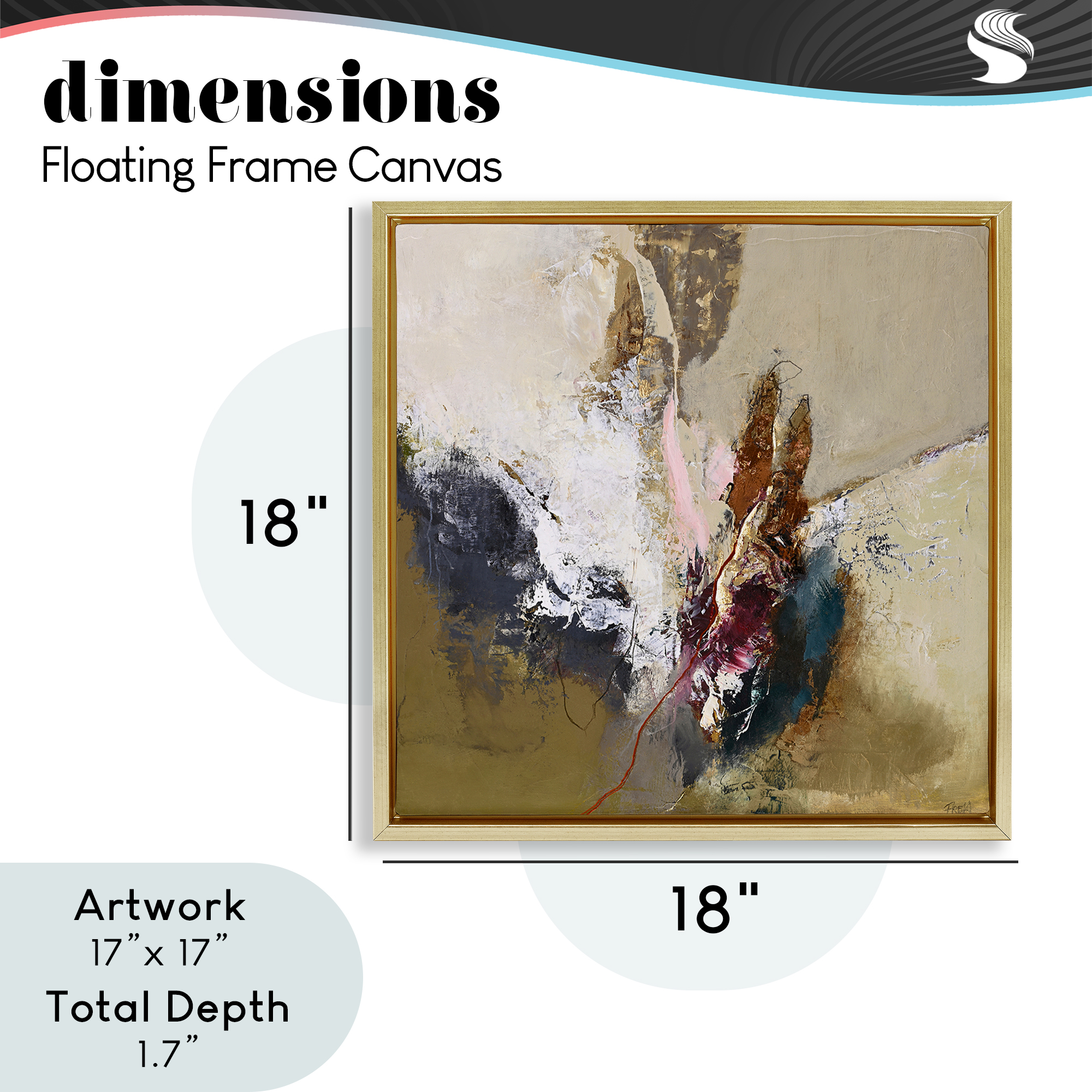 Earthy Mood Composition Gold Framed Floater Canvas Wall Art, design by Design Fabrikken