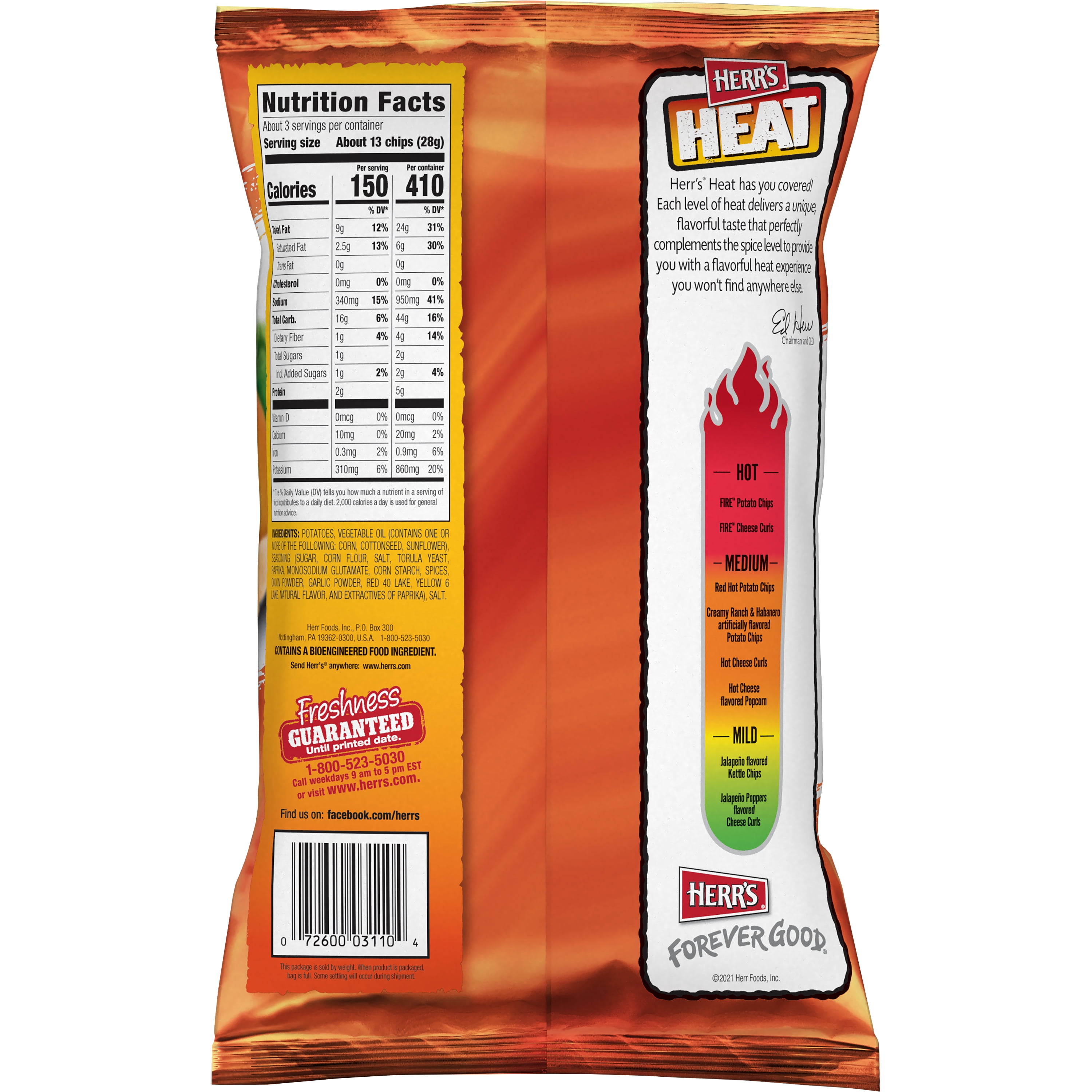 Herr's Red Hot Potato Chips