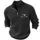 thumbnail image 1 of Blusa y camisa de manga larga con cuello alto para hombre, color liso, con cremallera, cuello alto, cubrecabezas, tejido elástico, estilo suéter, poliéster., 1 of 6
