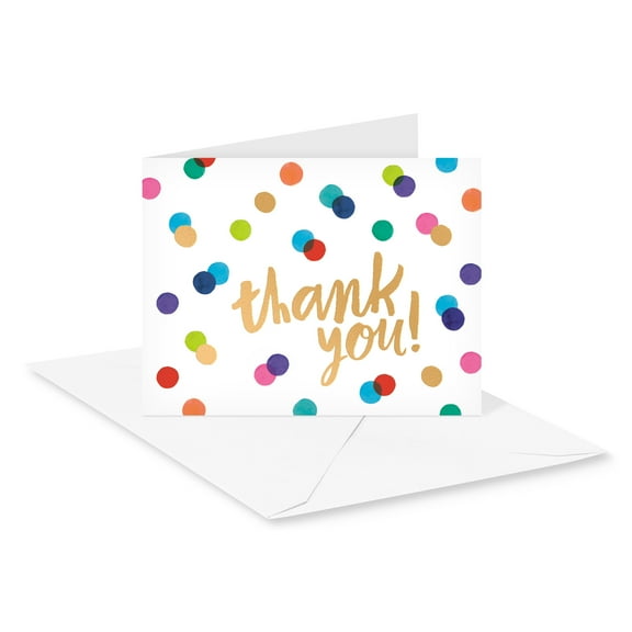 American Greetings Thank You Card Stationery Notes, Dots, Gold (20-Count)
