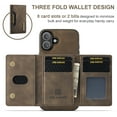 thumbnail image 5 of 2 In 1 Wallet Case Compatible with iPhone 17, Premium PU Leather Phone Case Back Cover Magnetic Detachable with Trifold Wallet Card Holder Pocket for iPhone 17, Coffee, 5 of 11