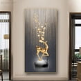 thumbnail image 3 of Nuevos carteles e impresiones de lienzo de ciervo dorado de Fengshui chino abstracto de piedra zen, arte de pared de lujo moderno para decoración de porche, 3 of 5
