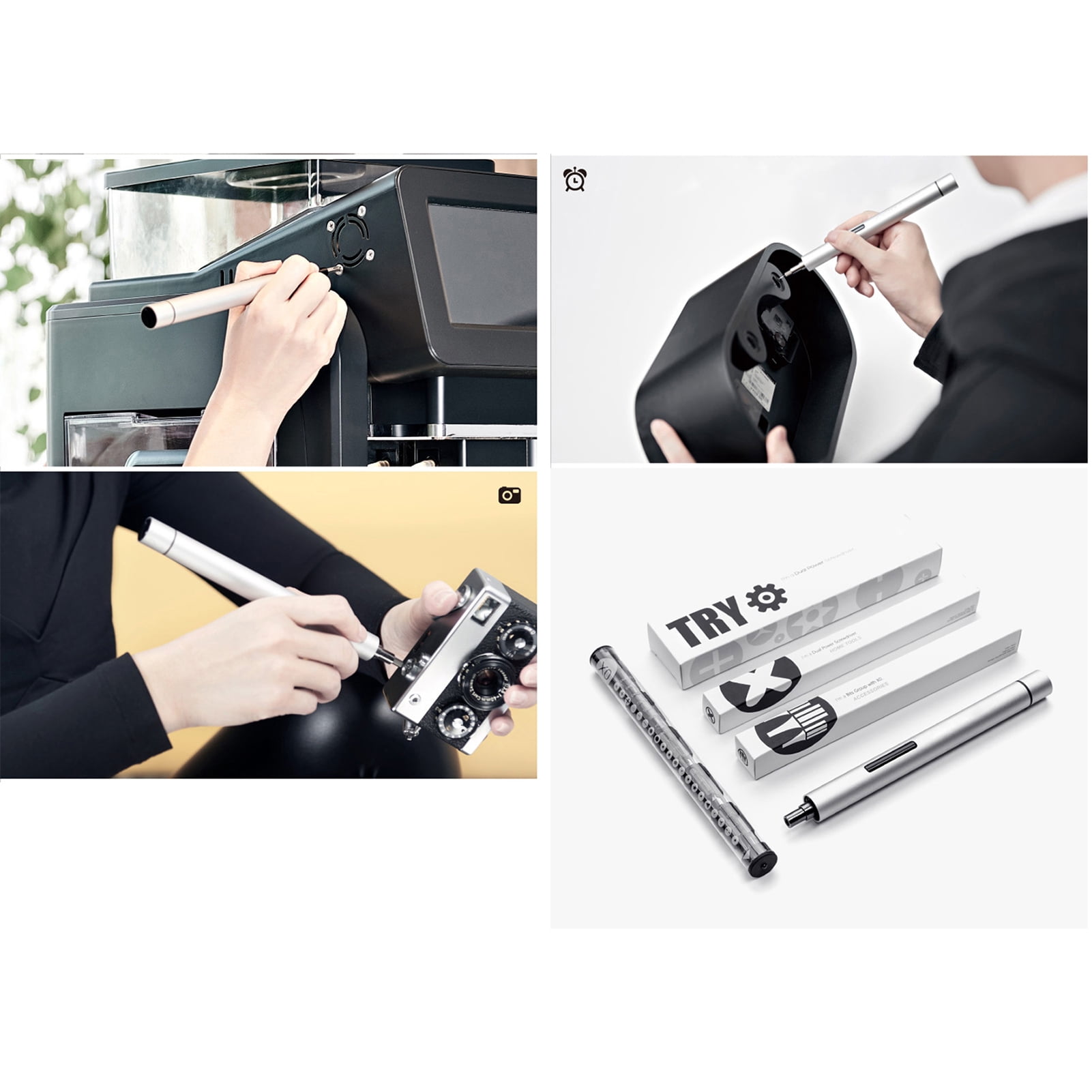 Air Compressor Screwdriver Set 20pcs Bits Electric and Manual Screwdriver Aluminum Body Portable Tool Magnetic Design Maintenance Watch Camera