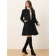 thumbnail image 3 of Abrigo de invierno para mujer Abrigo de guisante con cuello en contraste de terciopelo con botones de un solo pecho Negro XS, 3 of 5