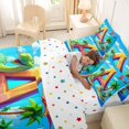 thumbnail image 4 of Feelyou Cartoon Dinosaur Letter A Print Bedding Comforter Set for Boys Girls, Cute Animal King Bedding Sets, Blue, Polkadot Reversible, 7pcs, 4 of 7