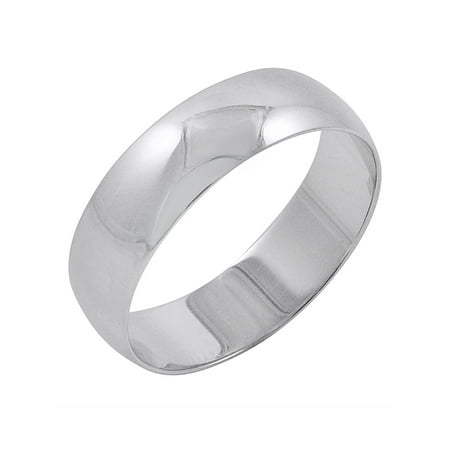 Engagement Ring 6mm Semi Setting - Men's 10K White Gold 6mm Traditional Plain Wedding Band (Available Ring Sizes 8-12 1/2)