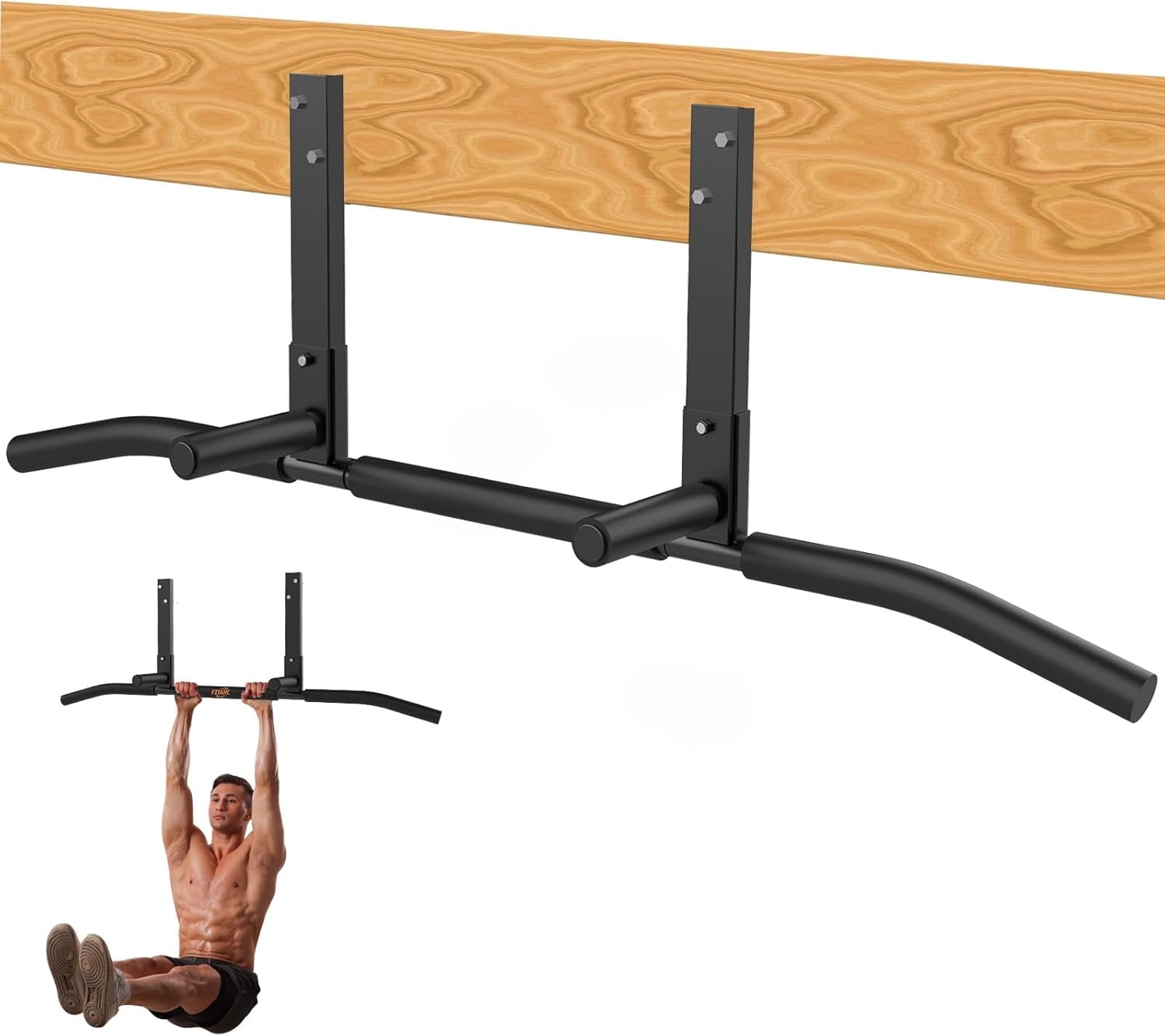 Heavy Duty Steel Construction Joist Mount Pull Up Bar, Wall Chin Up Bar Ceiling Mount for Beams, Home Gym Workout Equipment