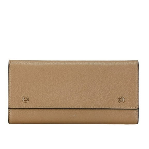 Pre-Owned CELINE Large Flap Wallet SPG5125 Beige Leather Women's (Fair)
