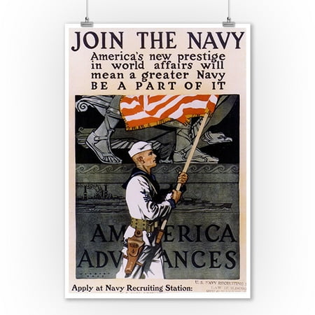 Us Navy Vintage Poster America S New Prestige 9x12 Art Print