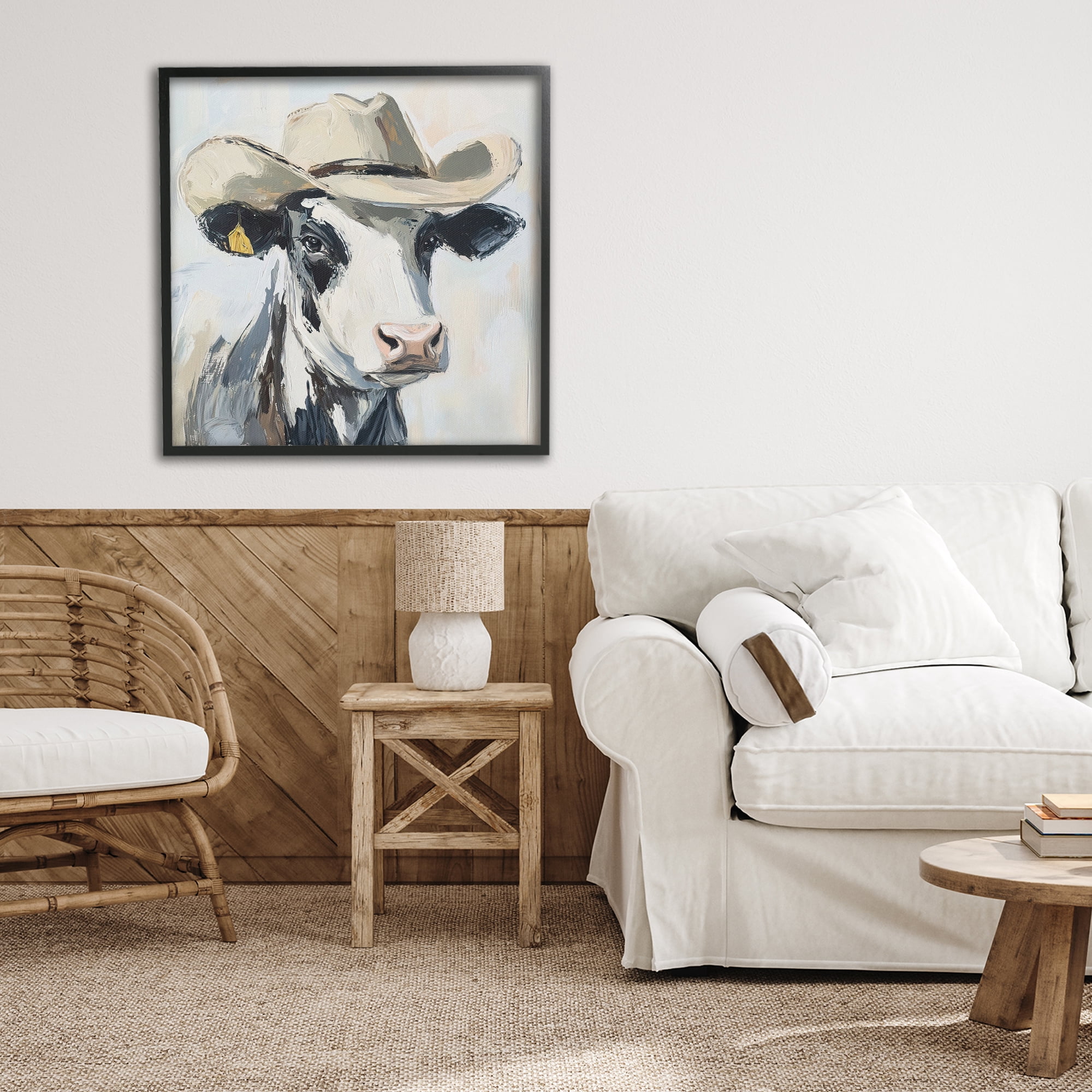 Stupell Industries Cowboy Carl Cow Black Framed Giclee Art, design by Tina LeCour