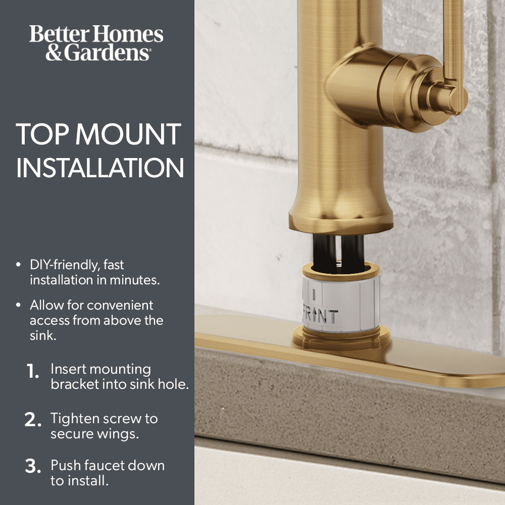 Better Homes & Gardens Modern Heirloom Pull Down Kitchen Faucet, Heritage Gold