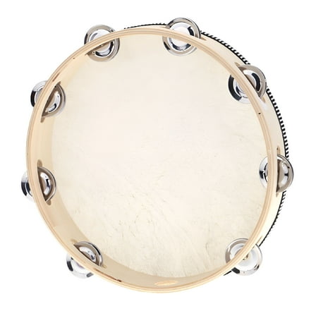 BESTSKY Tambourines, 10 inch Wooden Hand Held Drum Percussion Gift Musical Educational Instruments for Adults Kids Party Game