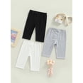 thumbnail image 4 of Genuiskids 3Pcs Toddler Girl Capri Leggings Solid Basic Dance Crop Legging  Pants Elastic Waist Casual Trousers 3 Pack 6M-5T, 4 of 8