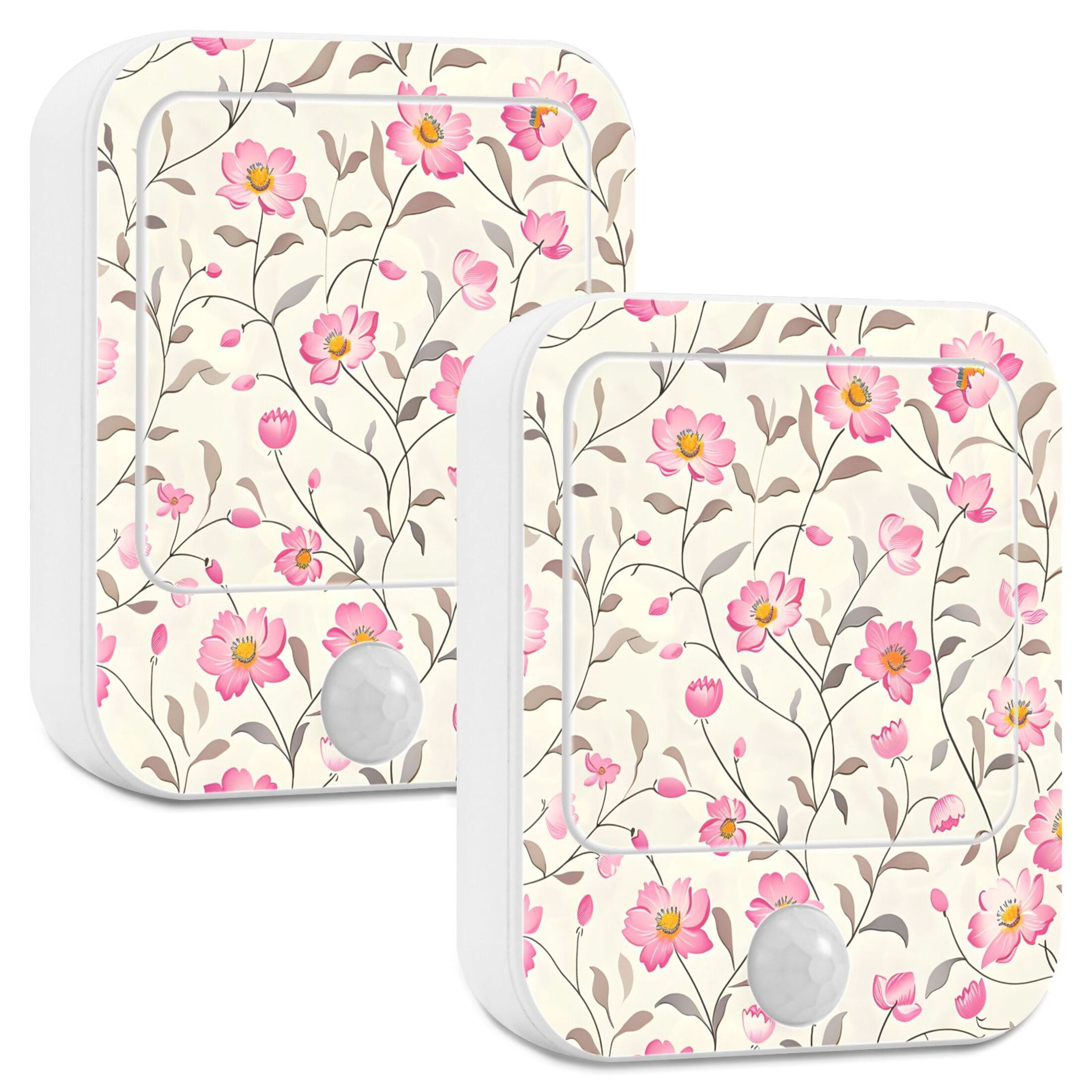 Little Flowers Floral Night Lights Plug into Wall LED with Auto Light Sensor Warm Light for Kids Hallway Bedroom Living Room Kitchen Bathroom Set of 2