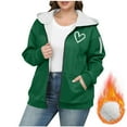 thumbnail image 2 of QATAINLAV Maternity Oversized Hoodies Jackets for Women Warm Fleece Lined Zip Up Sweatshirts Cute Heart Print Outerwear, Green, XXXXXL, 2 of 5