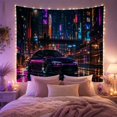 thumbnail image 2 of Purple Sports Car Beneath a Neon City Walkway, Moody Digital Art for Car Enthusiasts, Urban Night Wall Art, Housewarming Gift, Tapestry Wall Hanging for Bedroom and Studio, 2 of 7
