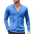 thumbnail image 2 of gbyLJF Men's Button Down Cardigan Solid Color Long Sleeve Open Front Sweaters Casual Slim Fit Knitted Blouse, 2 of 7
