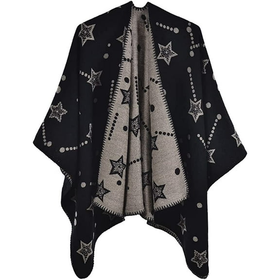 PIKADINGNIS Women Shawl Wraps Poncho Open Front Cape Sweater Cardigan Blanket for Fall and Winter