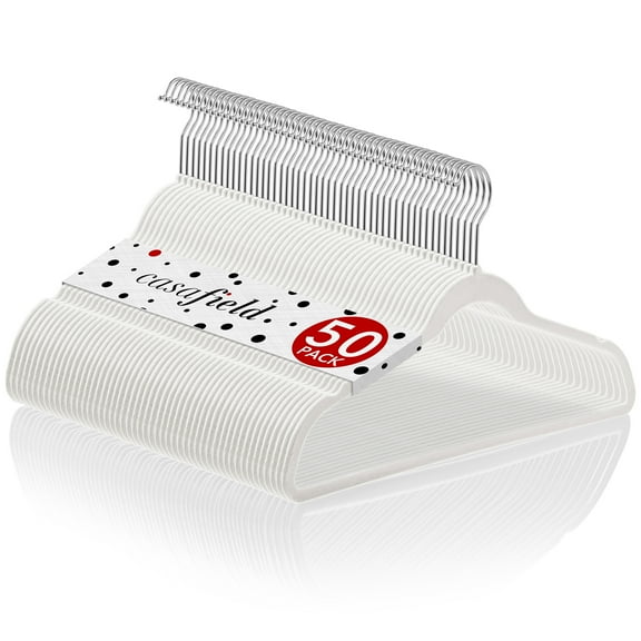 Casafield 50 Velvet Suit Hangers, Ivory - Space Saving, Non-Slip & Swivel Hook