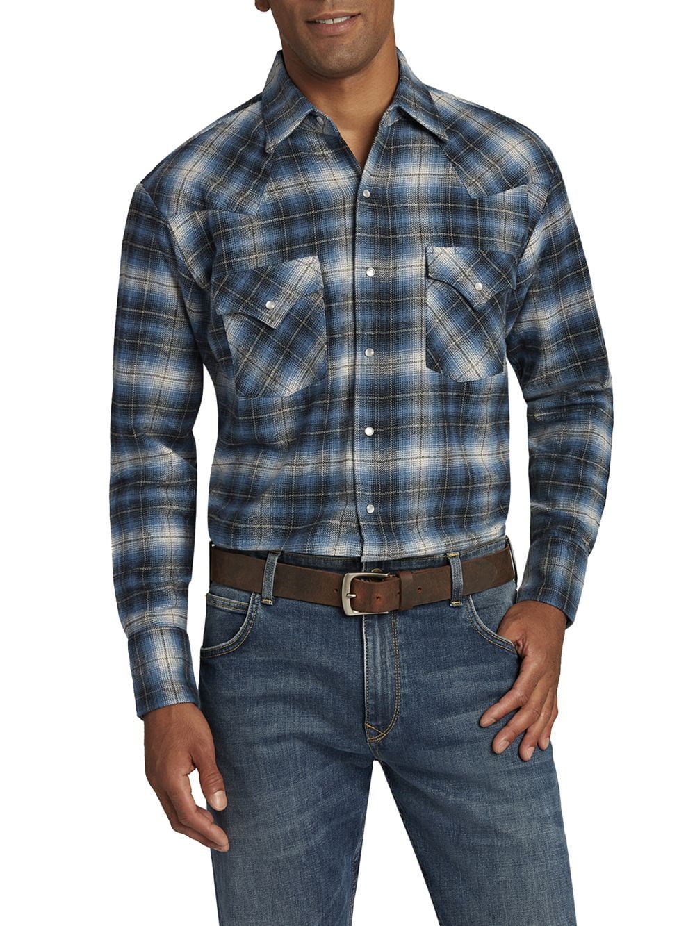 Ely Cattleman Men's Long Sleeve Brawny Flannel Western Shirt - Walmart.com