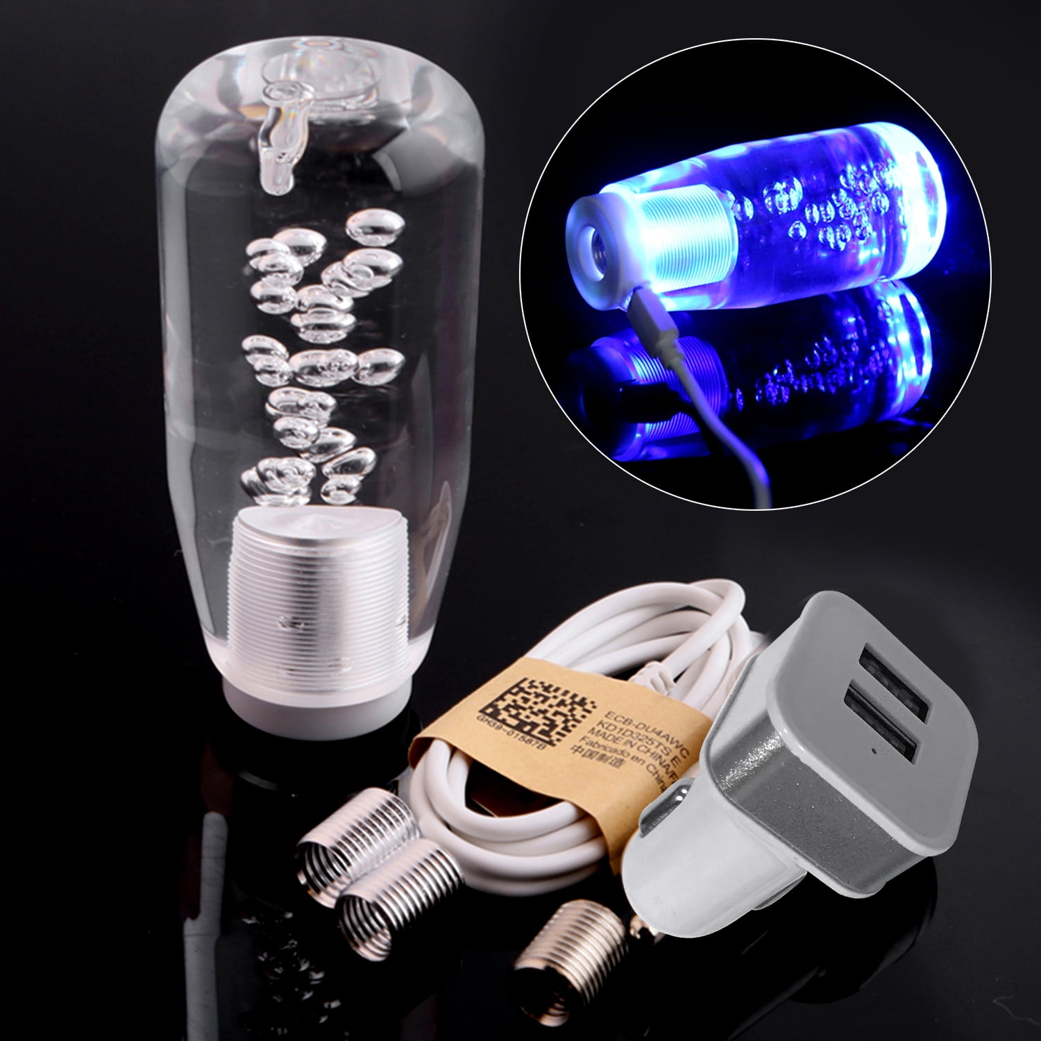MACHSWON Car Modified LED Lighting Shift Head Automatic Stick Shift Knob Lever Crystal Car White Red LED Gear Shift Lever Stick Knob Head Shifter Crystal Bubble New Car Shift Knob Crystal Bubble