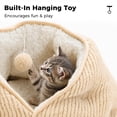 thumbnail image 5 of PAWZ Road 19.7" Calming Plush Pet Bed with Hanging Toy, Semi-Enclosed Cozy Nest for Cats & Small Dogs, Beige, 5 of 9