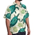 thumbnail image 2 of Turtle Seamless Men's Short Sleeve Casual Printed Button Down Beach Shirt - Summer Hawaiian Top, 2 of 6