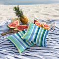 thumbnail image 3 of 2 Pack Outdoor Waterproof Throw Pillows, Blue Gradient Colorful Stripe Decorative Square Pillow Case Patio Pillows for Chair Couch Sofa 18x18in, 3 of 9