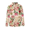 thumbnail image 4 of JGGSPWM Womens Vintage Rose Floral Print Linen Blouses Linen Shirts for Women Long Sleeve Spring Fall Button Down Lapel Collar Cotton Linen Shirts Linen Tops with Pocket Red S, 4 of 8