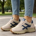 thumbnail image 6 of Knivor Lace Up Retro Fashion Sneakers for Women Color Block Low Top Casual Sneakers Non Slip Platform Sole Lightweight Flat Everyday Casual Shoes, 6 of 9